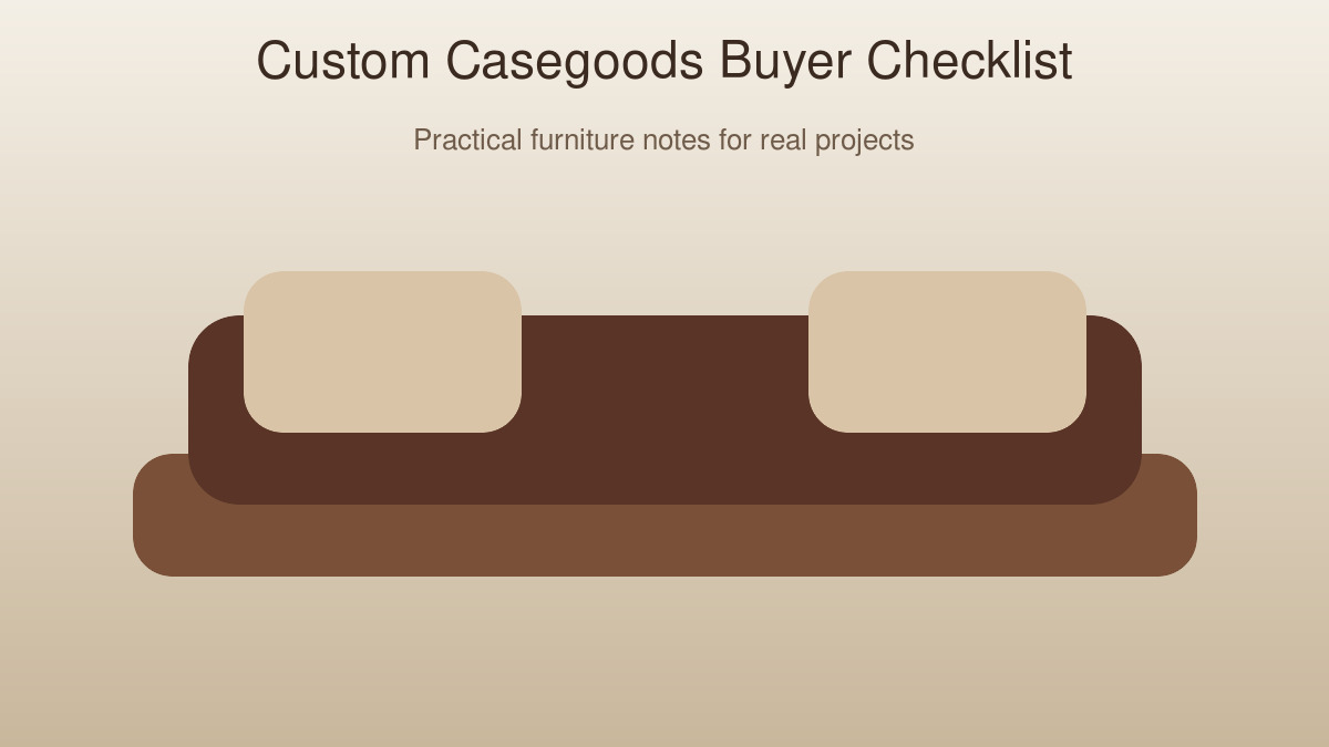 Procurement checklist beside wood veneer samples and hotel room casegoods drawings